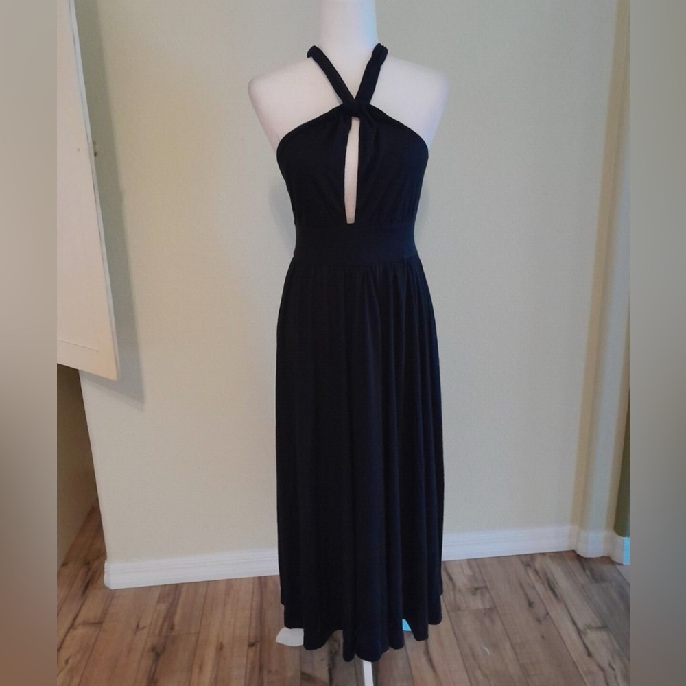 Goddess Festival Lightweight Halter Low-Back Bohemian Black Dress - Free People